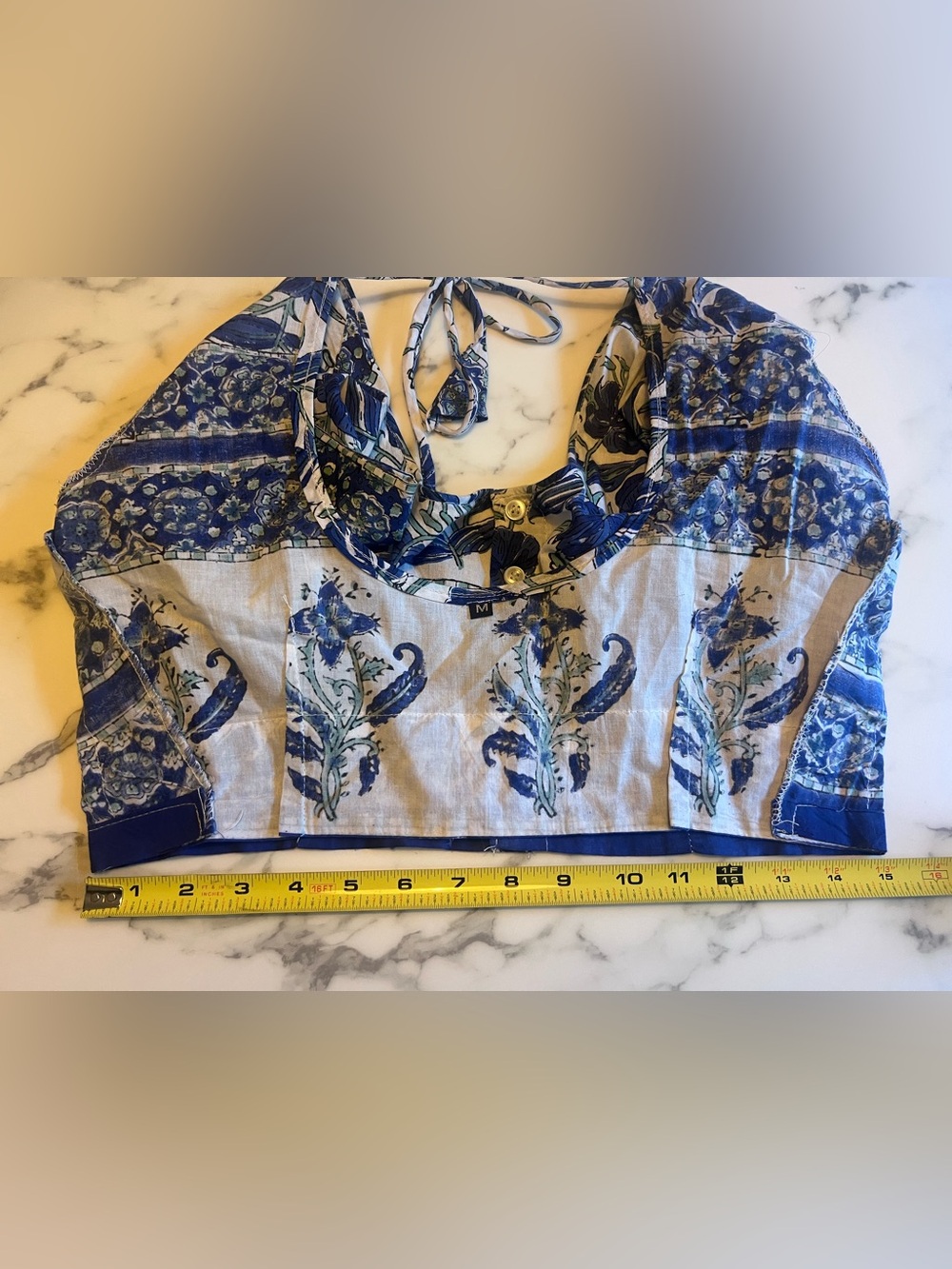 Blue and White Floral Gopi Skirt Set - Picture 4 of 6